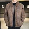 PU Leather Jacket Men's Workwear Style Tough Street Simple Motorcycle Style Fashionable Men's Jacket