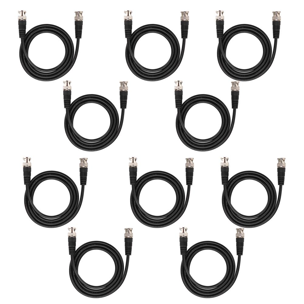 10Pcs Copper Core Coaxial Cable BNC Male To BNC Male Cable for CCTV Camera 1m