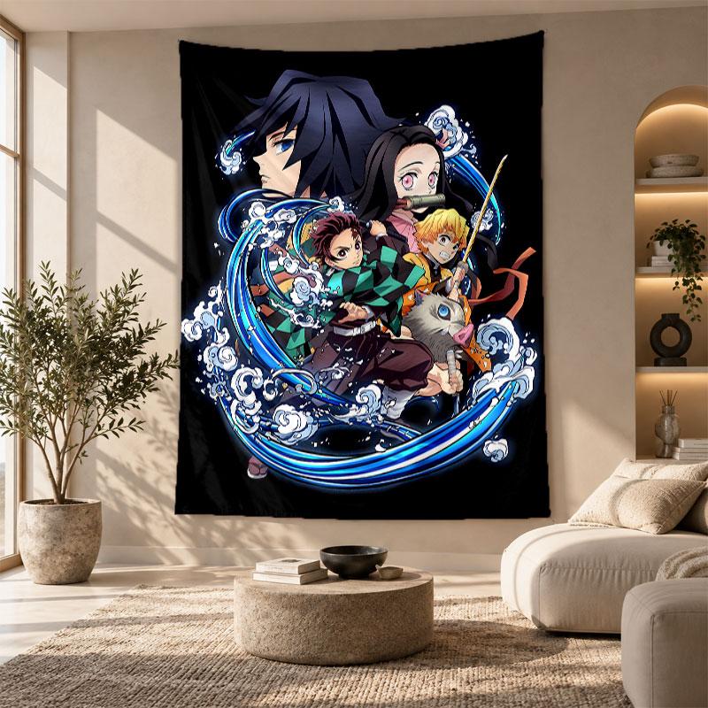 Decorative Tapestry,Demon Slayer Printed Wall Art, Lightweight Wall Hanging For Bedroom Background