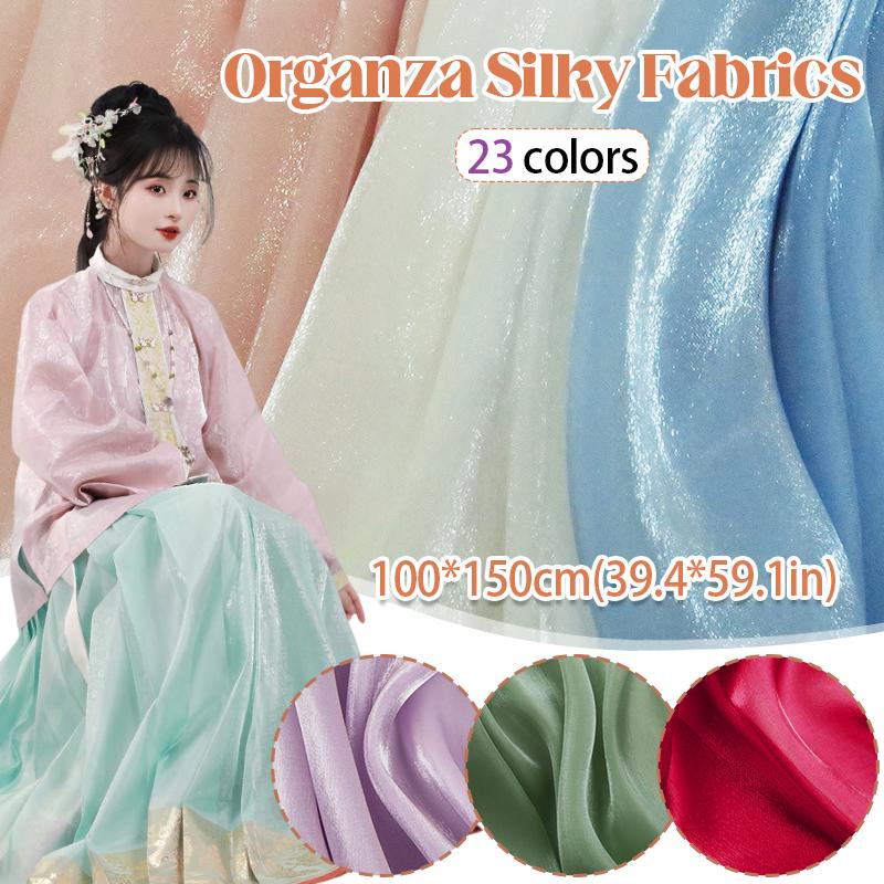 Silk Smooth Bright Liquid Satin Organza Fabric Antique Brocade Organza Yarn Wedding Hanfu Dress DIY Sewing Skirt Fabric