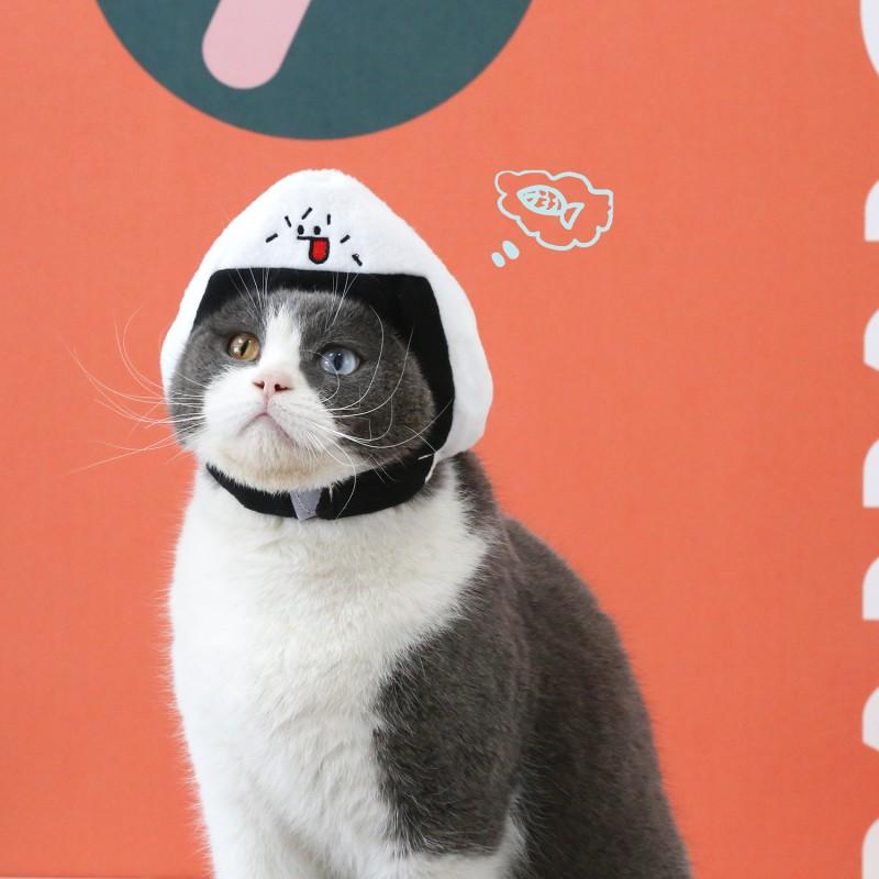 Cute Japanese Style Cartoon Food Hat Cats Dogs - Taiyaki Onigiri Burger Fries Plush Warm Headwear Pet Accessory