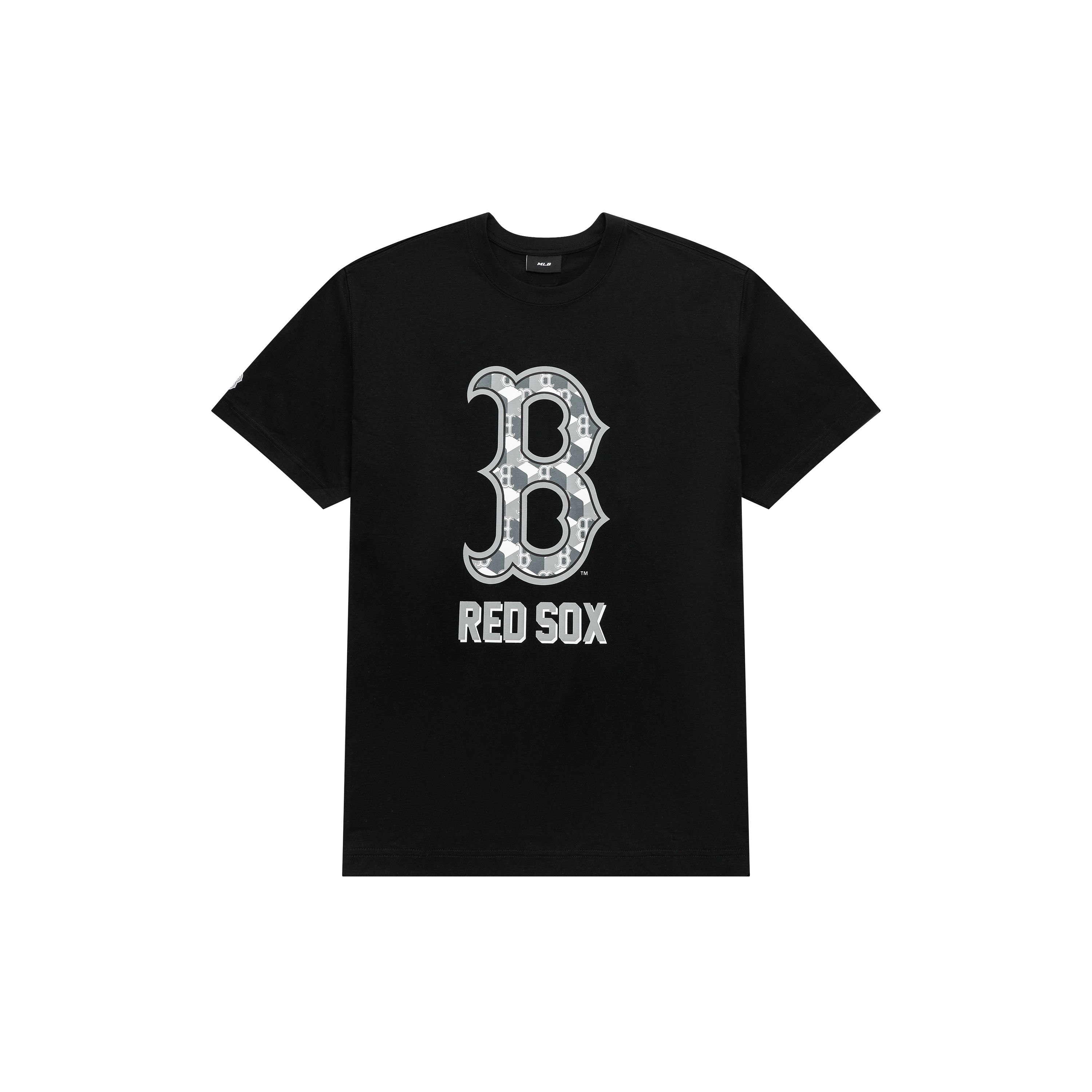 MLB Boston Red Sox Geometrischer Blumendruck Vintage Rundhals Kurzarm T-Shirt Unisex Oberteile Schwarz 3ATSM0333-43BKS M gray