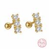 S925 Sterling Silver Straight Row Zircon Screw Earrings for Women's Fashion Design Light Luxury Temperament Earrings