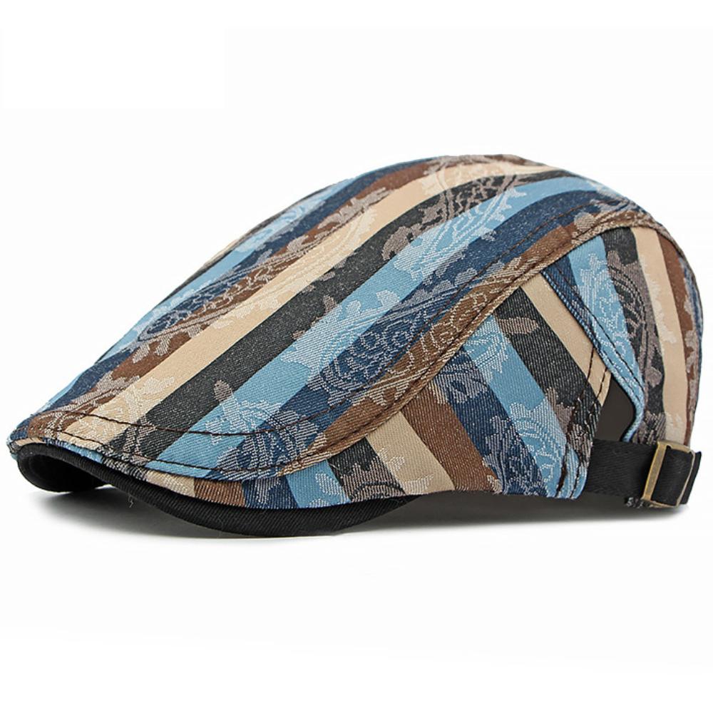 HT4785 Baskenmütze Herren Damen Frühling Sommer Sonnenhut Vintage Gestreift Künstler Maler Baskenmütze Männlich Weiblich Efeu Flache Kappe Herren Baskenmützen
