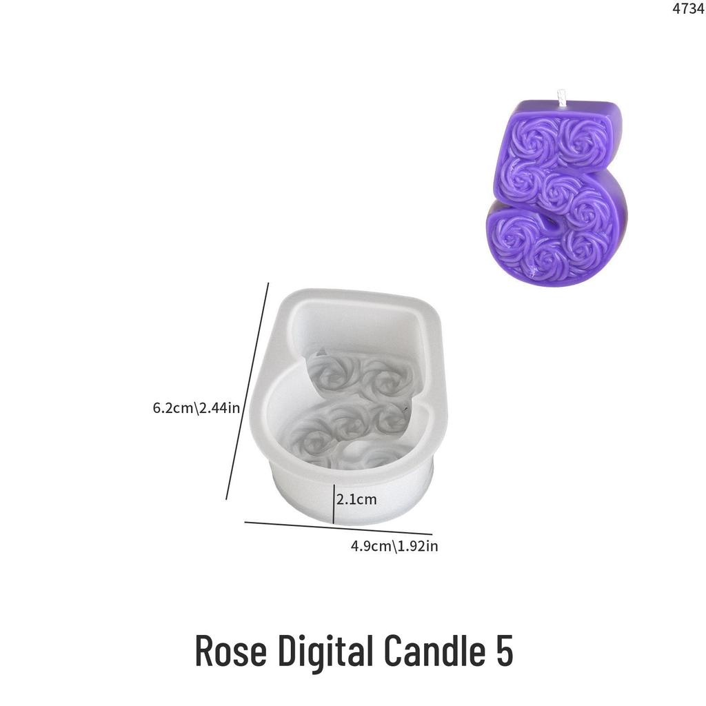 Poppy Rose Candle Ornament Mold: Silicone for DIY Incense, Plaster, Epoxy, Resin.