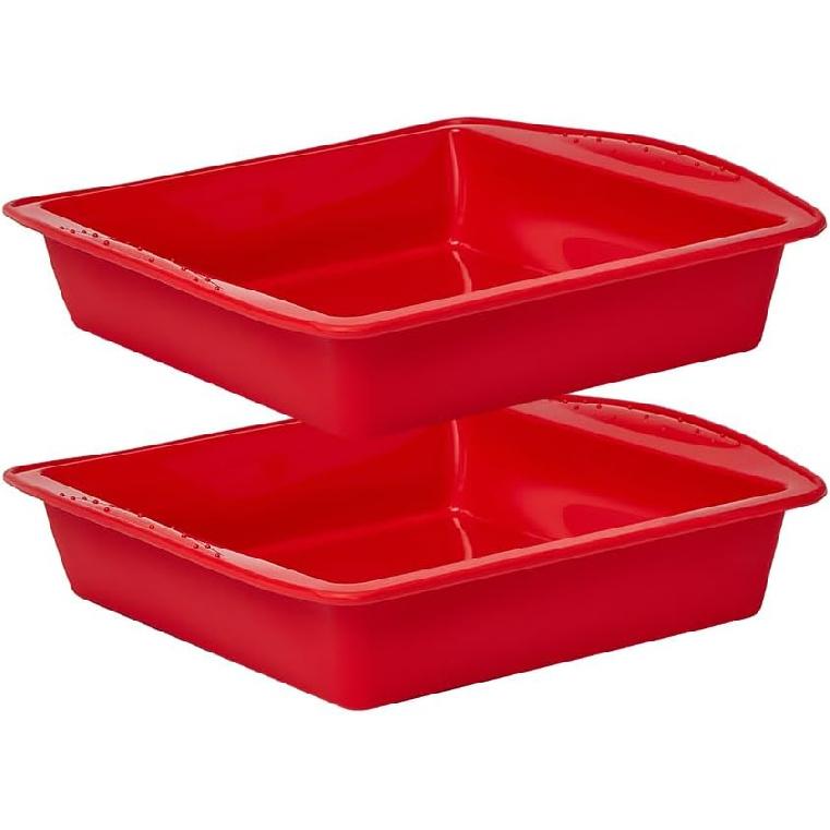 Saphe 8 Zoll Silikon-Quadrat-Kuchenform, Antihaft-Silikonform, Brownie-Backform für Brownies, Kuchen, Brot, Torten und Lasagne, 2er-Pack