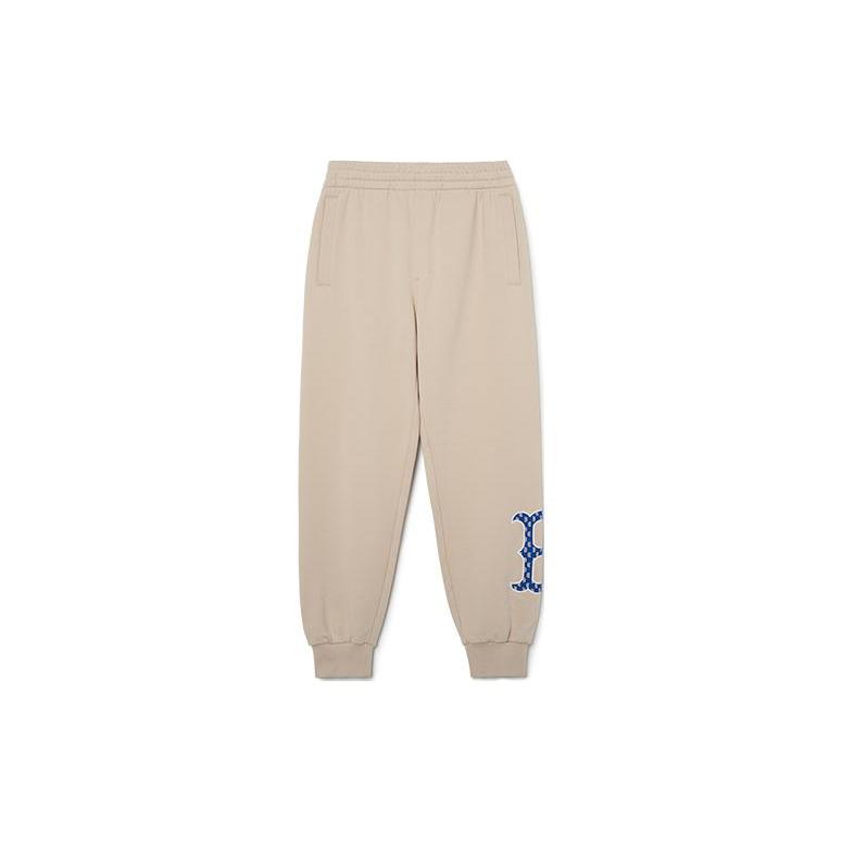 MLB Knitted Sweatpants Unisex Light Beige Moderate Cuffed Pants 3APTM0831-43BGL S