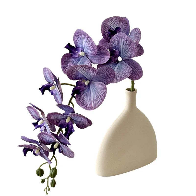 9 Head Latex Butterfly Orchid Artificial Flowers Hand Feeling Fake Flowers RoomTable Decoration Wedding Arrangement