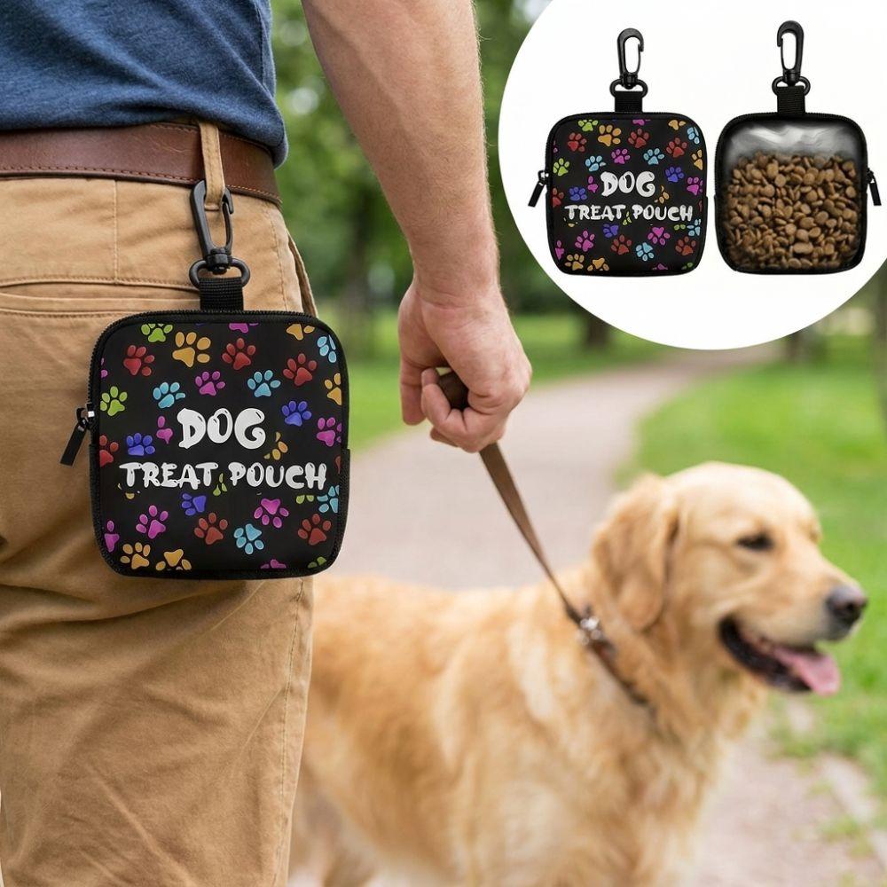 Zipper Closure Pet Training Reward Bag with Hook Transparent Window Pet Treat Pouch Leak-Proof Colorful Dog Care Bag Daily Use