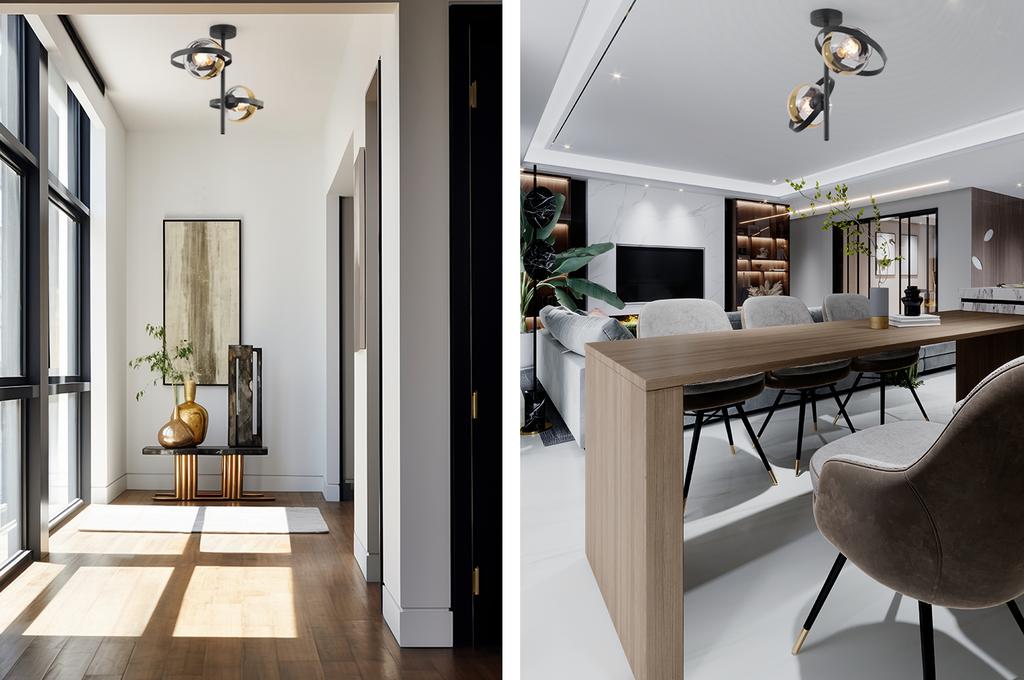 Ronda Deckenleuchte Schwarz 2-flammig Goldene Lampe E27