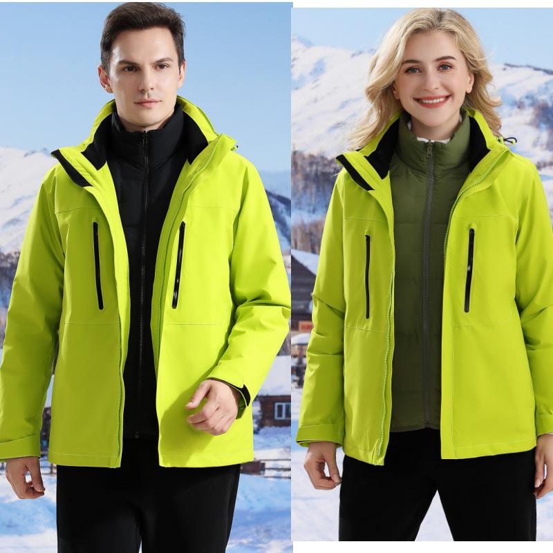 Unisex Three-in-One Waterproof Ski Jacket with Down Liner for Winter Mountaineering 6XL