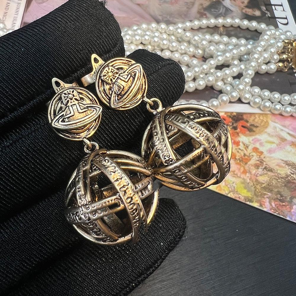 

Винтажные полые круглые серьги императрицы Цыси - Ретро стиль высокого класса античный бронзовый