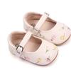 0-18months Toddler Girls Mary Jane Flats Slippers PU Leather summer Dress Shoes for Infant girl Floral Embroidery Princess Shoes