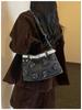 Cross-border Tassel Patchwork Denim Crossbody Bag - Trendy Single Shoulder Skirt Bag for Work or School.