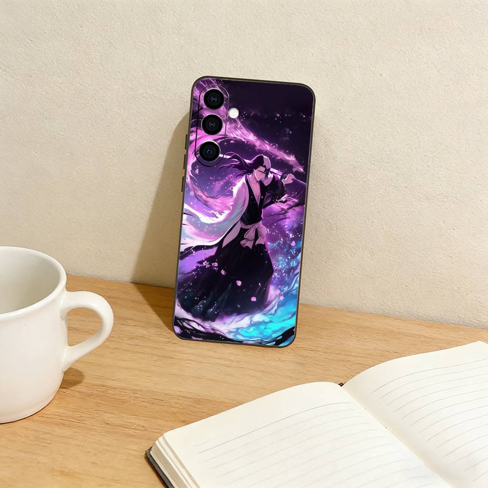 B-Bleach Anime K-Kuchiki Byakuya Colorful Phone Case For Samsung Galaxy A73,A72,A71,A70,A53,A52,A51,Others Soft Black Cover