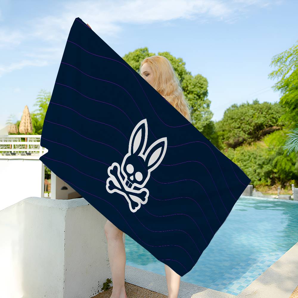 Coperta in Microfibra Cartoon P-Psycho Bunny Moda Lusso Asciugatura Rapida Asciugamani da Spiaggia Stampa Super Assorbente Coperta Asciugamano per Piscina