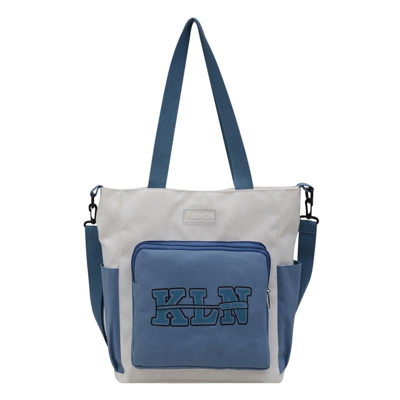 

Нова полотняна сумка жіноча сумка на плече великої місткості студентська сумка ins class Універсальна сумка контрастного кольору синій
