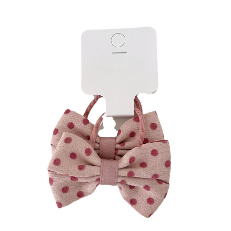 Fabric Handcrafted Bow Hair Ties for Children, Polka Dot Checkered Braided Hair Bands, Girls' Rubber Band Hair Clips