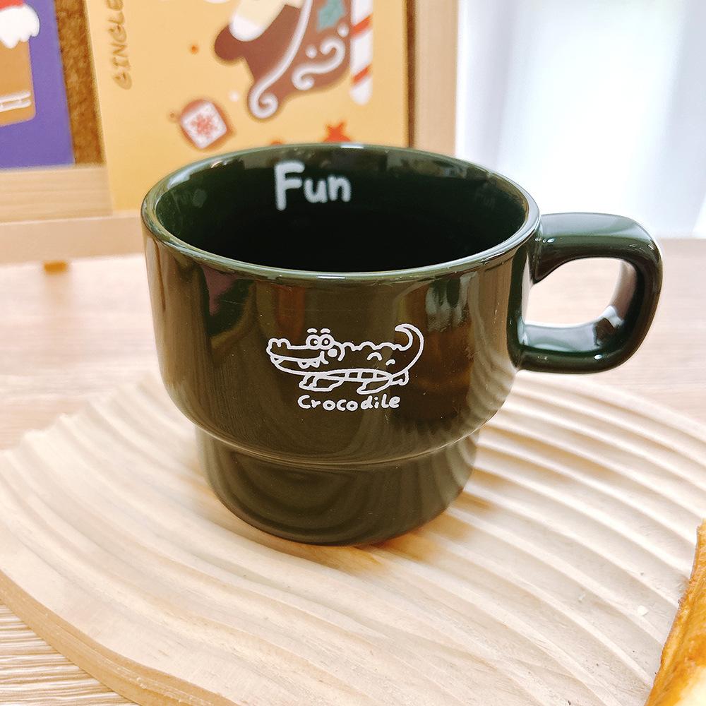 Simple Cartoon Ceramic Cup Coffee Cup Stacked Cup Small Cup High Value Gift Boy Girl Couple Cup