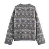European and American style, new women's clothing, foreign-style color-rubbing effect jacquard knitted sweater 2142/230/802