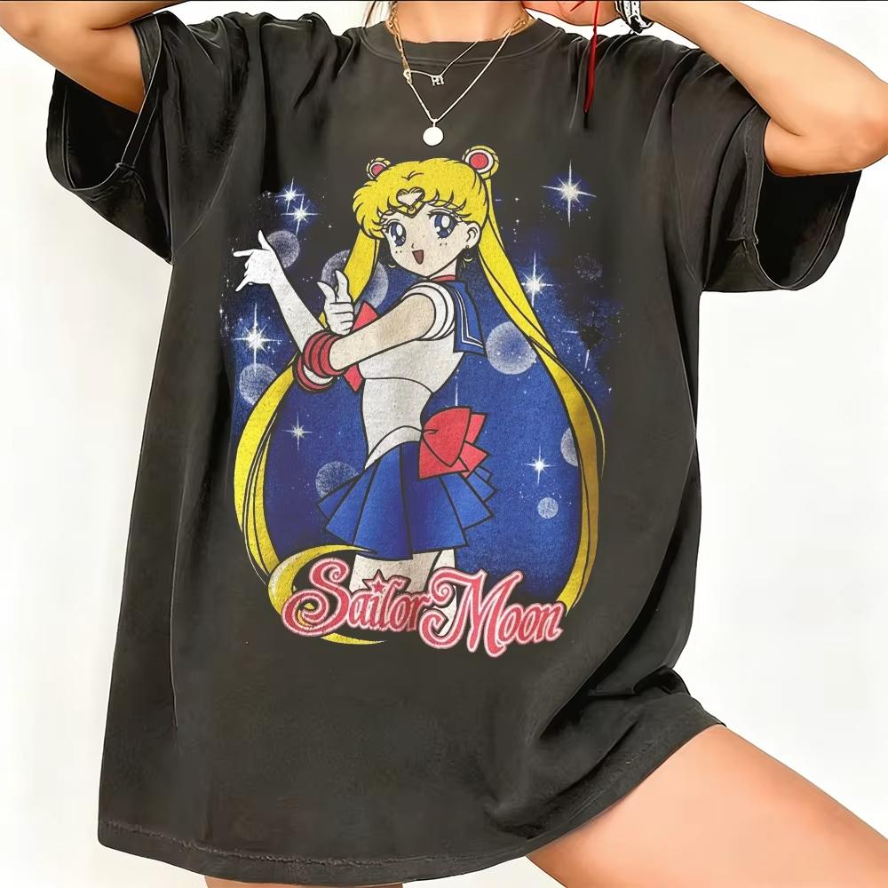 

Sailor Moon Retro 90s Anime Graphic T Shirt 2026 Summer Unisexs Clothing Women Tee Streetwear Casual Trend Couple Hip Hop Top 4XL