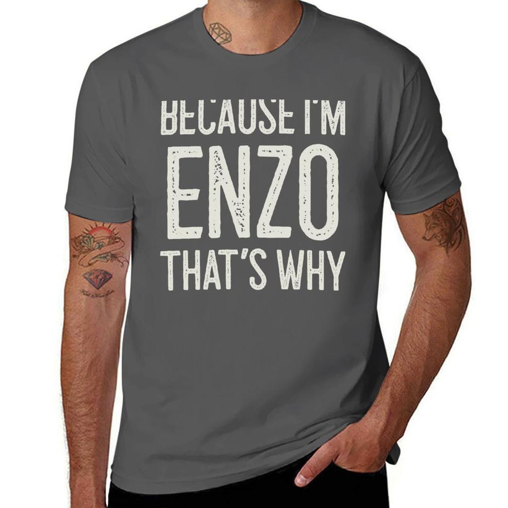 Perché Sono Enzo Ecco Perché Divertente Maglietta Personalizzata con Nome Estate Vacanza Casual Tee