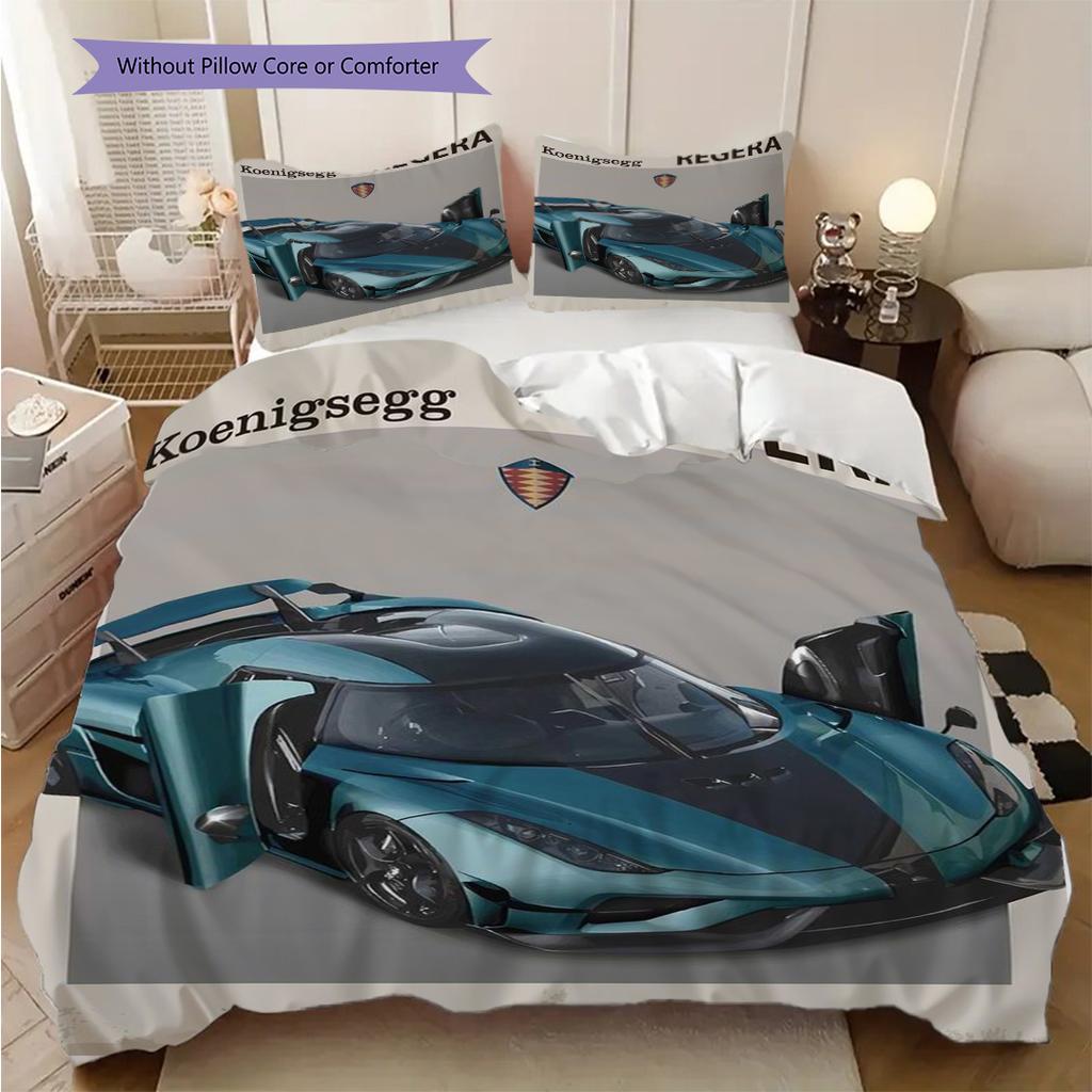 Jesko Koenigsegg Sleek Supercar Bedding (1 * Duvet Cover + 2 * Pillowcase, Without Core) 2D Flat Christmas Birthday Gift Bedding Set
