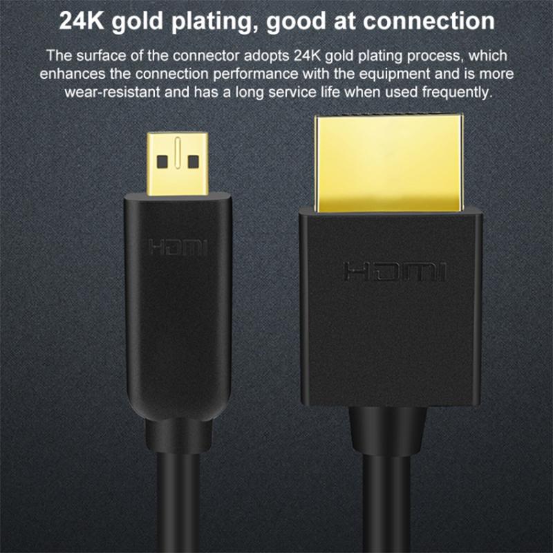 0.5m Micro HDMI Male to HDMI Male Cable 4K HD Video Transmission Cord