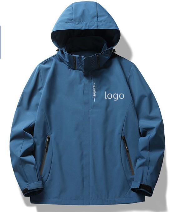 Unisex Waterproof Windproof Hooded Jacket for Mountaineering, Lightweight, Printed, Single-layer.