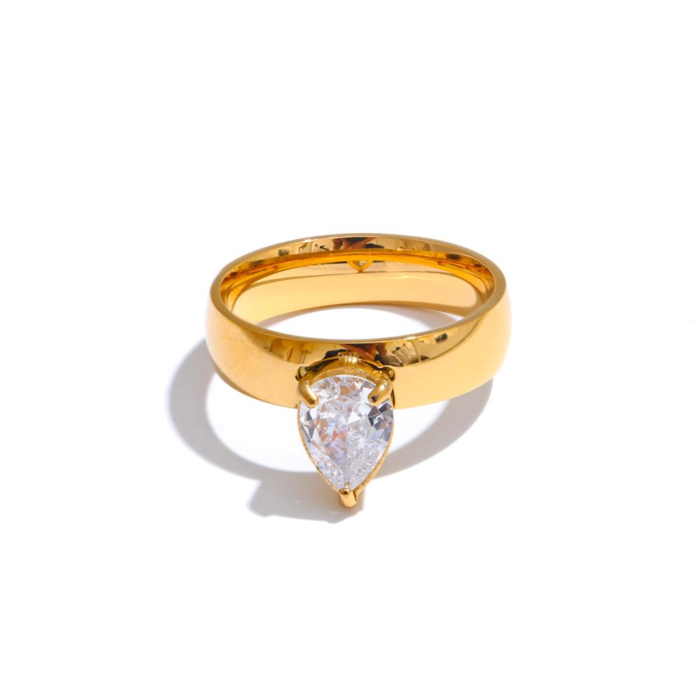 

Yhpup AAA Shiny Cubic Zirconia Water Drop Geometric Golden Ring High Quality Delicate Smooth Jewelry Accessories for Women Gift 6