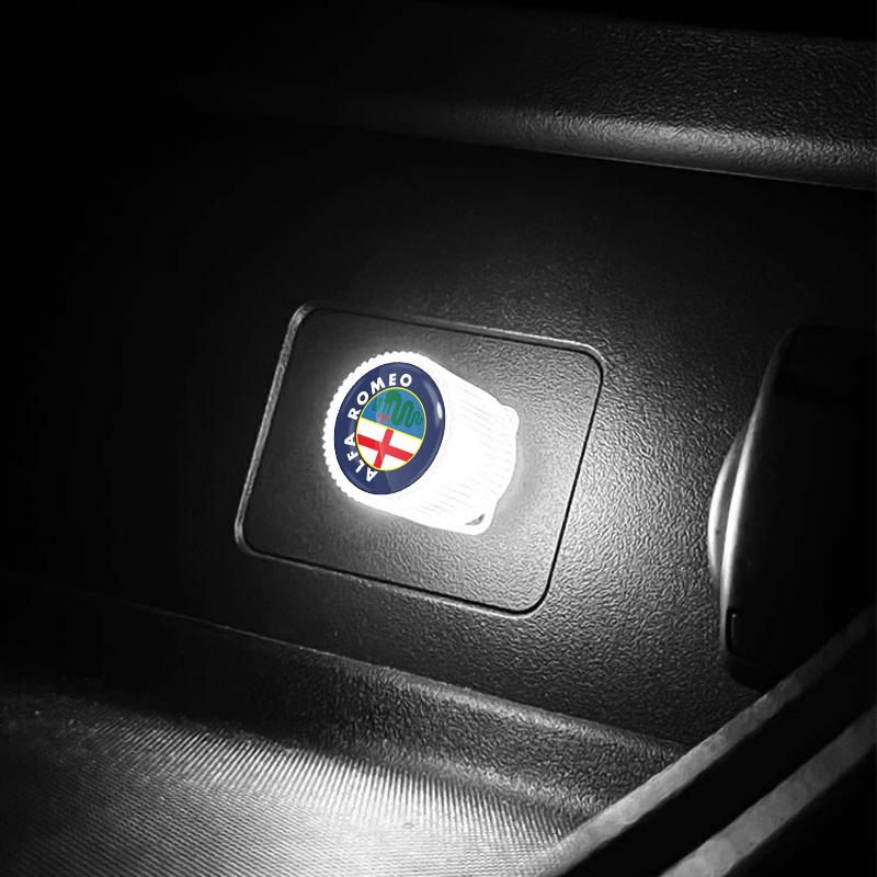 1Pcs USB Car LED Light Auto Interior Atmosphere Light Car Emblem Styling For Alfa Romeo 147 159 Giulietta Giulia Mito Spider Alpha Nheadrest