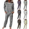Dames pyjamaset met lange mouwen, ronde hals, trekkoord en wijde pijpen voor casual thuis en slaap