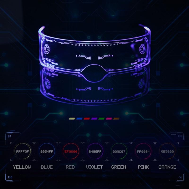 Decorative  Glasses Colorful Luminous Glasses LED Light Up Eyeglasses for Bar KTV Halloween  Party