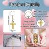 Baptism Key Ring Cross White Mesh Bag Holy Communion Gift Wooden Bead String Set Gift