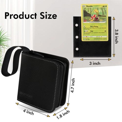 Iofeiwak Card File Binder, 1 Pocket, Holds 80 Cards, Transparent PU Leather, Waterproof Surface, Zipper Closure, for Storing Star Cards, Card Sheets,