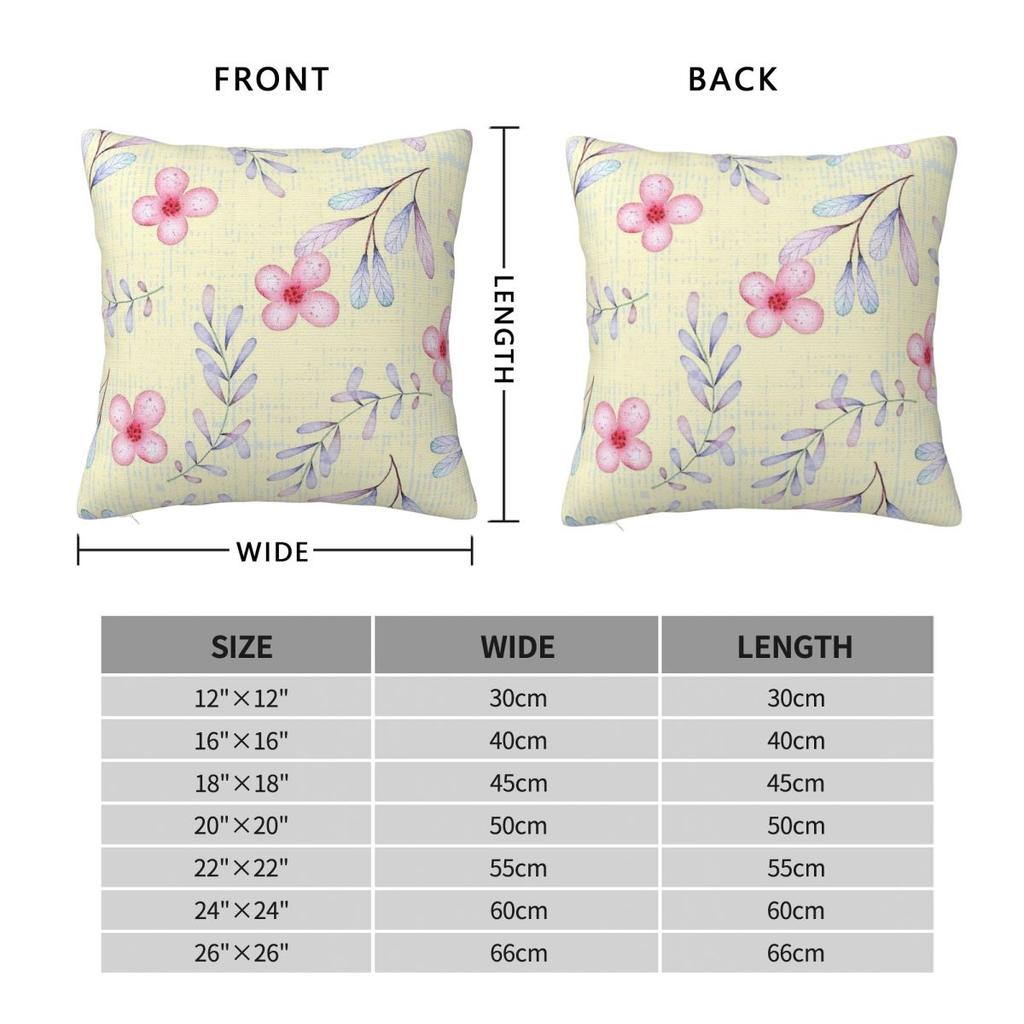 Pink And Yellow Blooms Square Pillowcase Polyester Linen Velvet Pattern Zip Decor Throw Pillow Case Room Cushion Cover 45X45