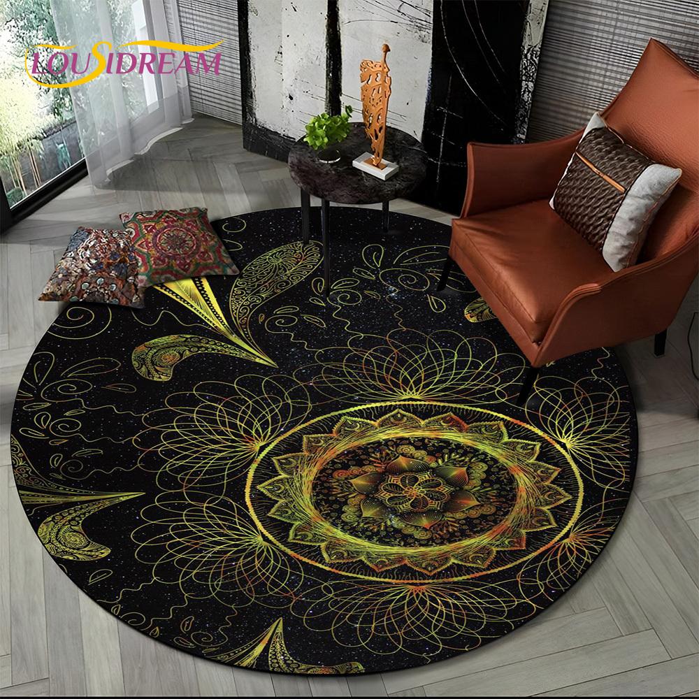 3D Meditation Mandala Bohemia nature Spirit Yoga Round Carpet Rug for Living Room Bedroom Child Decor,Pet Area Rug Non-slip Mat