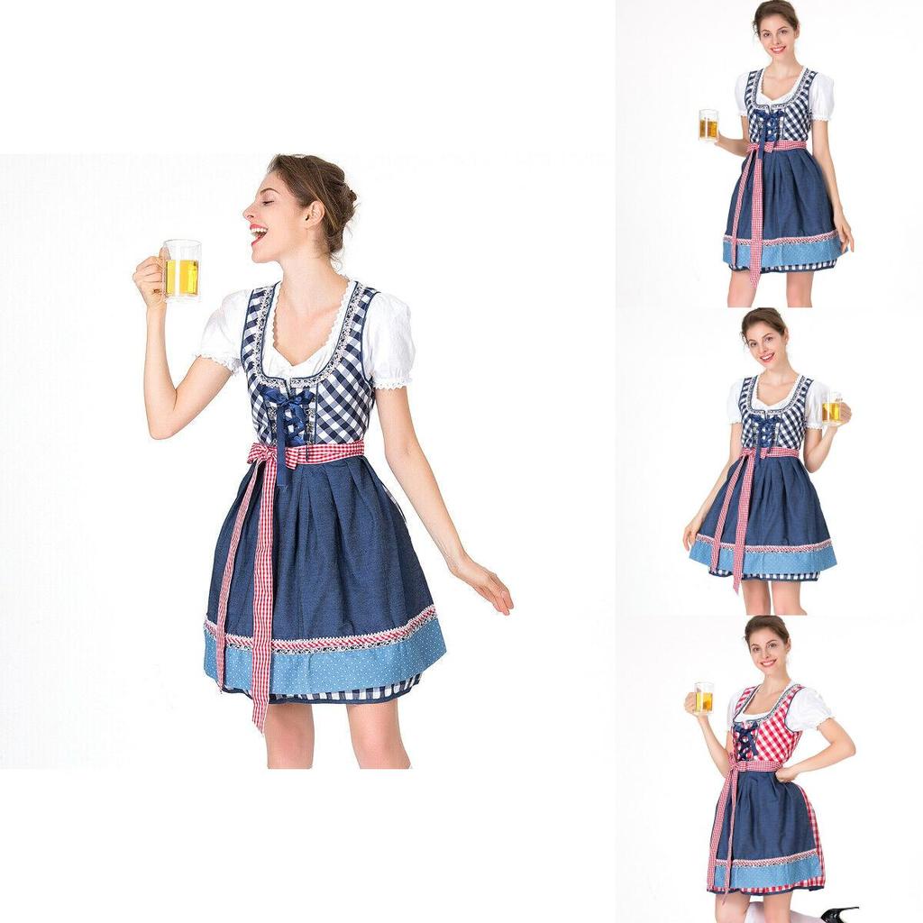 Kostium Oktoberfest Sukienka Gładka Dla Kobiet Charakteryzująca się Uroczym Wzornictwem w Stylu Vintage
