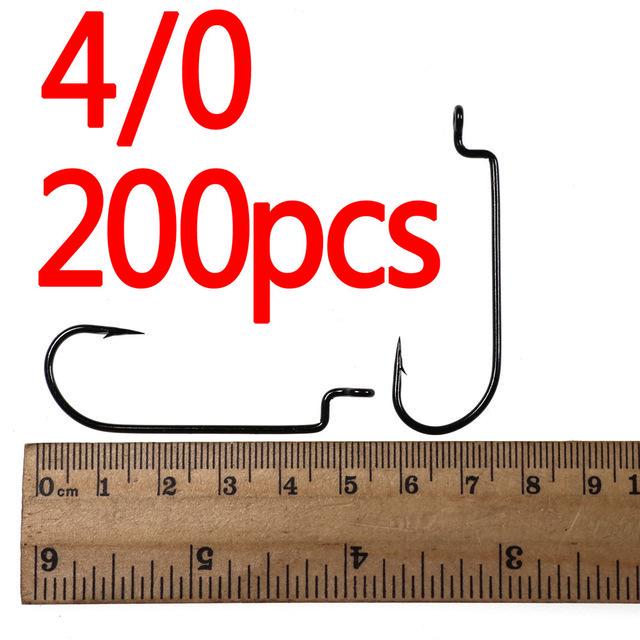 200PCS Enge Lücke Wurm Haken für Carolina Rig Weichen Köder Haken für Bass Fishing Bass Fliegen Binden Haken 5/0 4/0 2/0 2 4 6
