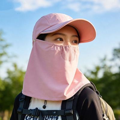 Fashion Wide-Brimmed Shawl Fisherman Hat Sunscreen Adjustable Sunshade Sun Hat Soft Face Cover Mask Hat Outdoor