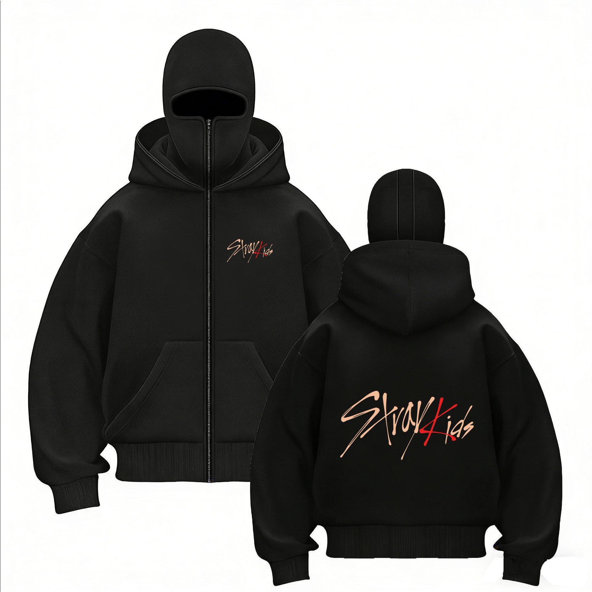 

Світшот на блискавці з принтом-комбінацією StrayKids, Новий, З подвійним капюшоном, Пуловер на блискавці, Чоловіча та жіноча куртка-світшот XXXL