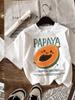 Papaya Slice Tropical Art Round Neck Short Sleeve T-Shirt, Loose Fit, Soft Feel, All-Season Wear, Ma