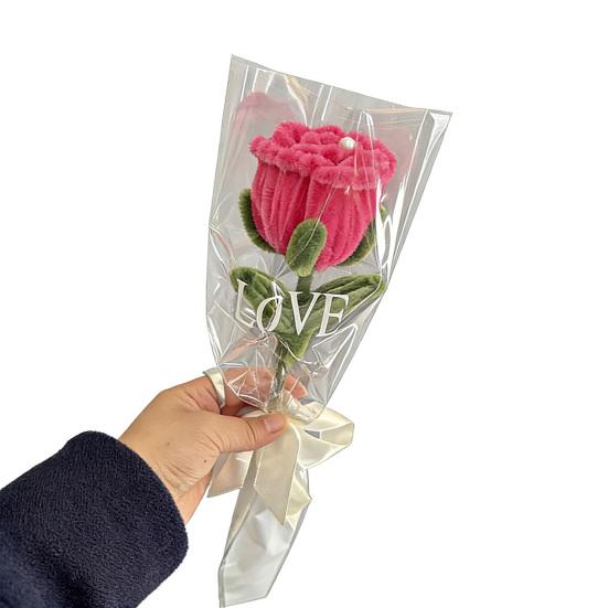 

Finished Pipe Cleaner Artificial Rose Handmade Preserved Fake Flower Stem Plush Twist Stick Floral Decoration Wedding Anniversary Birthday Gift розы красного