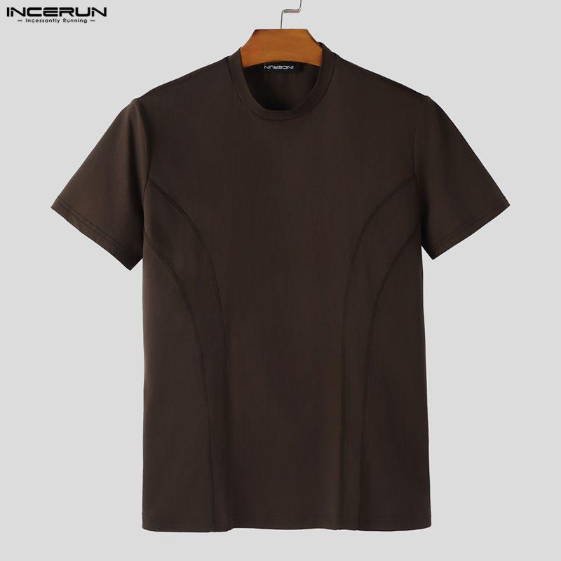 INCERUN Men Summer Short Sleeve Casual Fitted Tops T-shirts