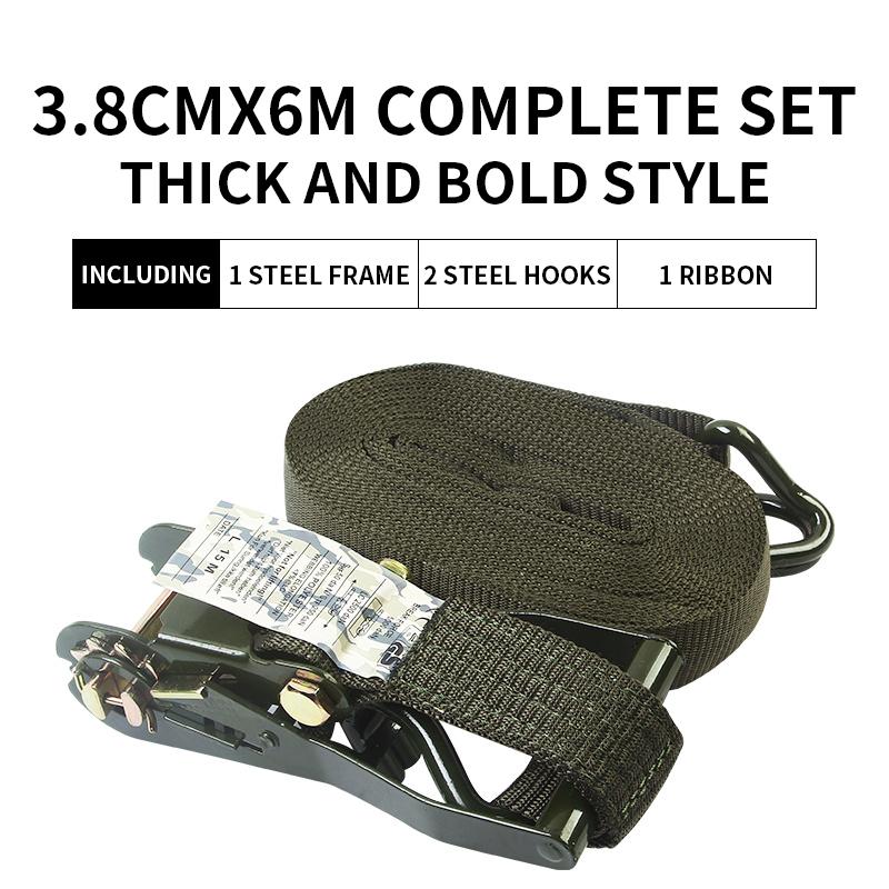 Military Green Truck Rope Tightener Ratchet Cargo Aircraft Strap Car Fixing Thickened Binding Device for Secure Fastening