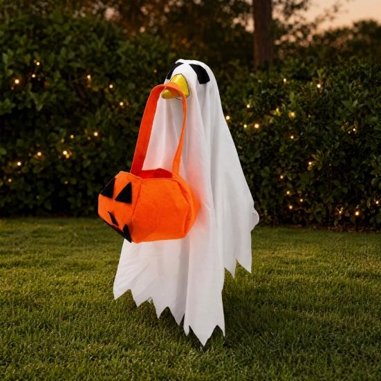 Halloween Ghost Goose Outfit, Lawn Porch Goose Clothes, Fall Halloween Goose Costume for Outdoor Patio Yard Lawn Decoration