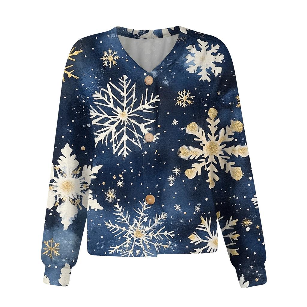 Women's Fashion Short Coat Casual Long Sleeve Printed Single Breasted Plush Top