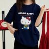 Hello Kitty Short Sleeve Tee Soft Cotton Casual Crew Neck Cute Cartoon Print Lightweight Summer Top for Women Daily Wear