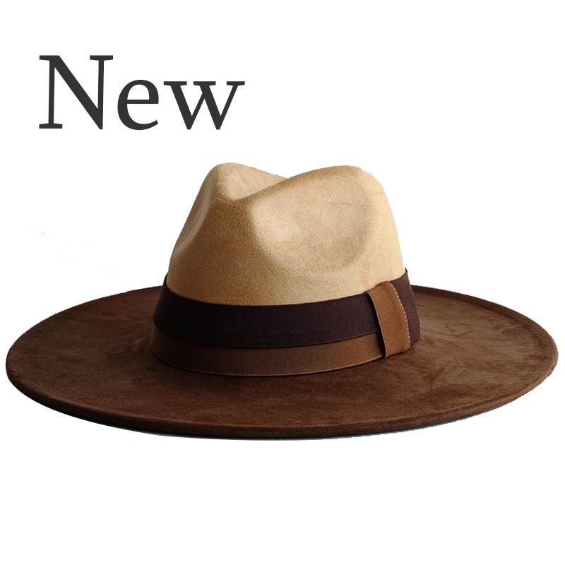 Elastisches Band Buntes Wildlederhut Herbst und Winter Damenfilzhut Breitkrempiger Hut Britischer Stil Retro Herrenhut Gorras Hombre