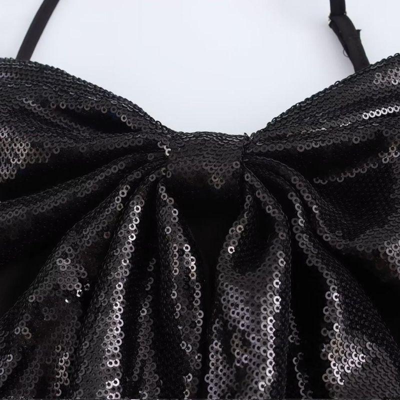 Kaslead New Arrival Women's Clothing Fashion Style Fashion Minimalist Sequin Bows Decorative Suspenders Tops